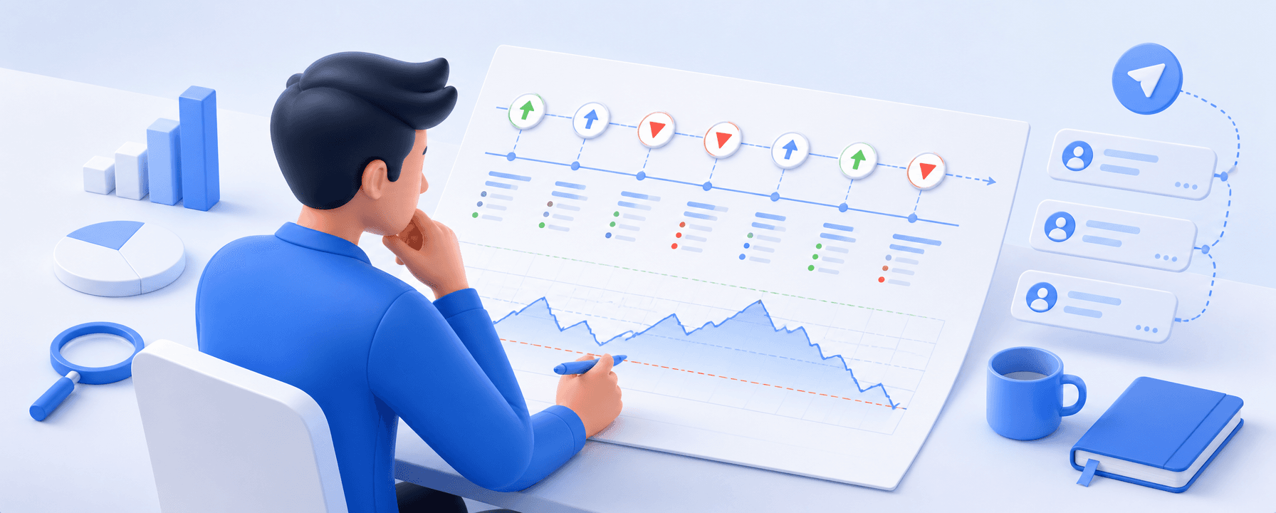 Analyst reviewing a crypto signal provider's trade history and risk pattern.