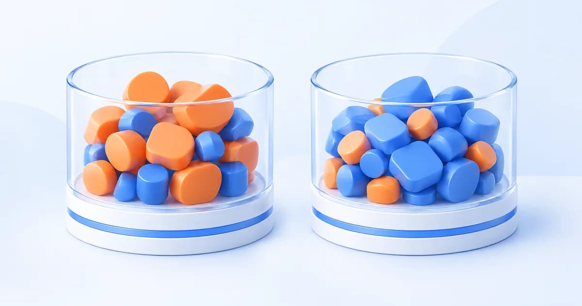 An orange sphere and smaller colored spheres sit on a circular platform beside a rising sculptural curve.